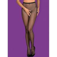 Необычные черные колготки в сетку с плетением сзади S/L