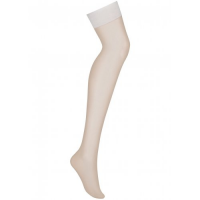 Классические чулки на резинке цвета экрю L/XL