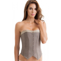 Бежевый корсет с кожаной вставкой на ленточной шнуровке Suit Inspired Waistcoat Corset M