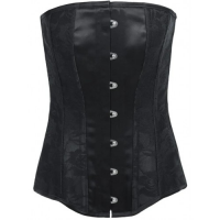 Черный сатиновый корсет с кружевными вставками Essential Satin Lace Corset L