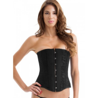 Черный сатиновый корсет с кружевными вставками Essential Satin Lace Corset L