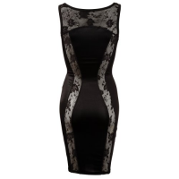 Черное платье с вырезом на груди XL