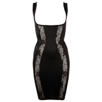 Черное платье с вырезом на груди XL