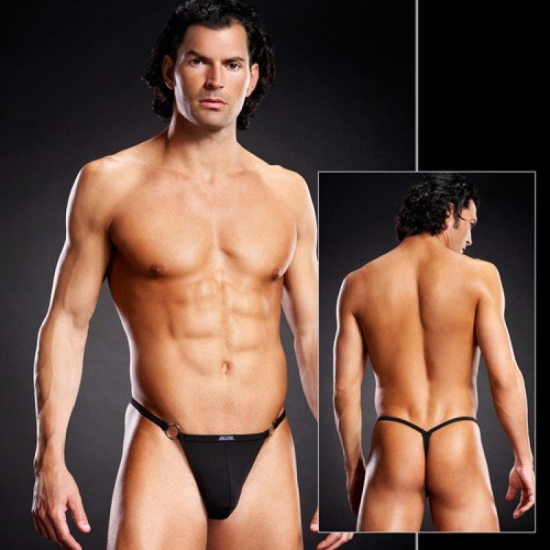 Черные виниловые трусы с отверстием для пениса и яичек