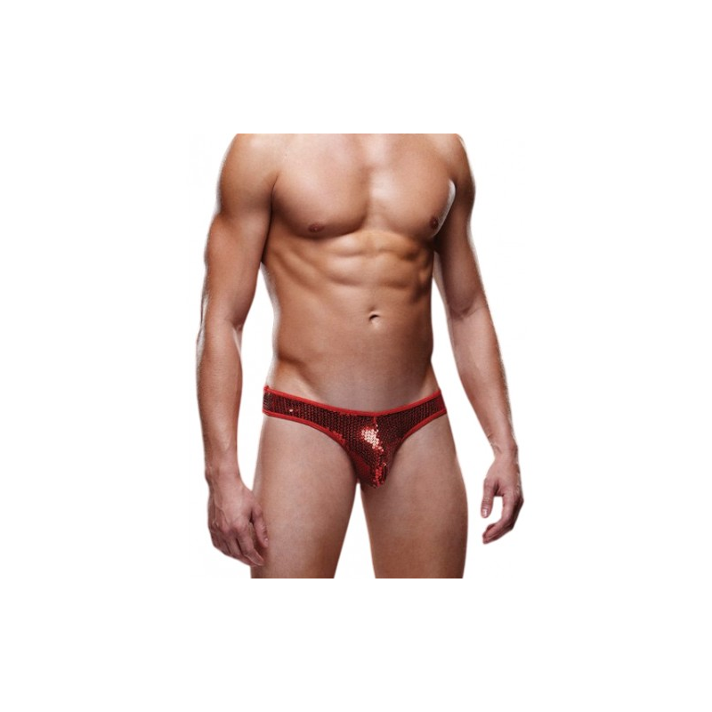 Блестящие мужские трусы-тонги Envy красные S/M