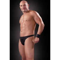 Черные мужские стринги с фиксаторами Fetish Bondage Thong XXL/XXXL
