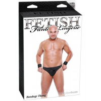 Черные мужские стринги с фиксаторами Fetish Bondage Thong XXL/XXXL
