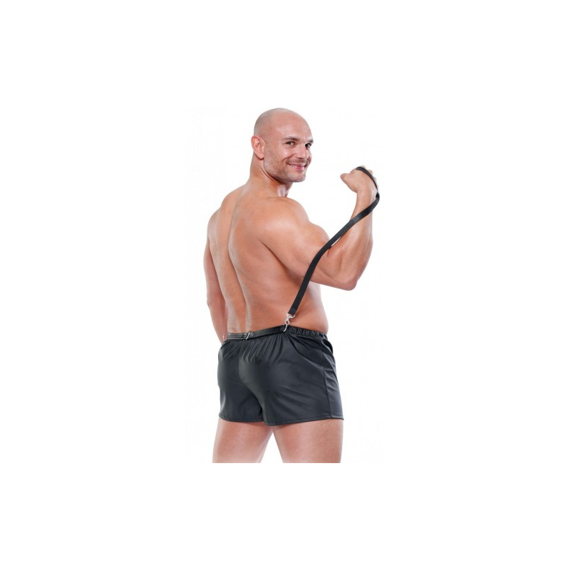 Черные мужские боксеры с поводком Fetish Obedience Boxer L/XL