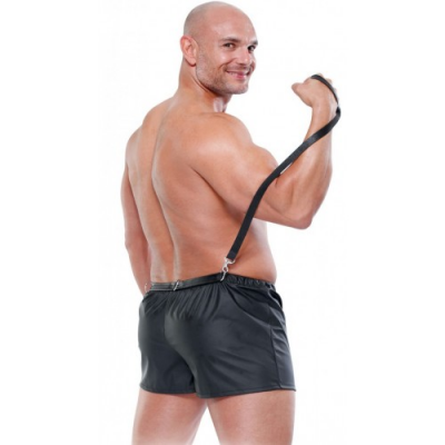 Черные мужские боксеры с поводком Fetish Obedience Boxer L/XL