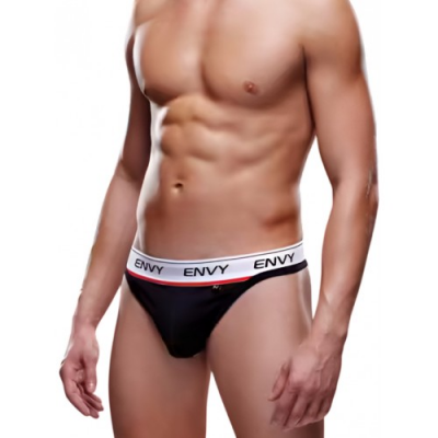 Мужские трусы-тонги на широкой резинке Envy черные S/M