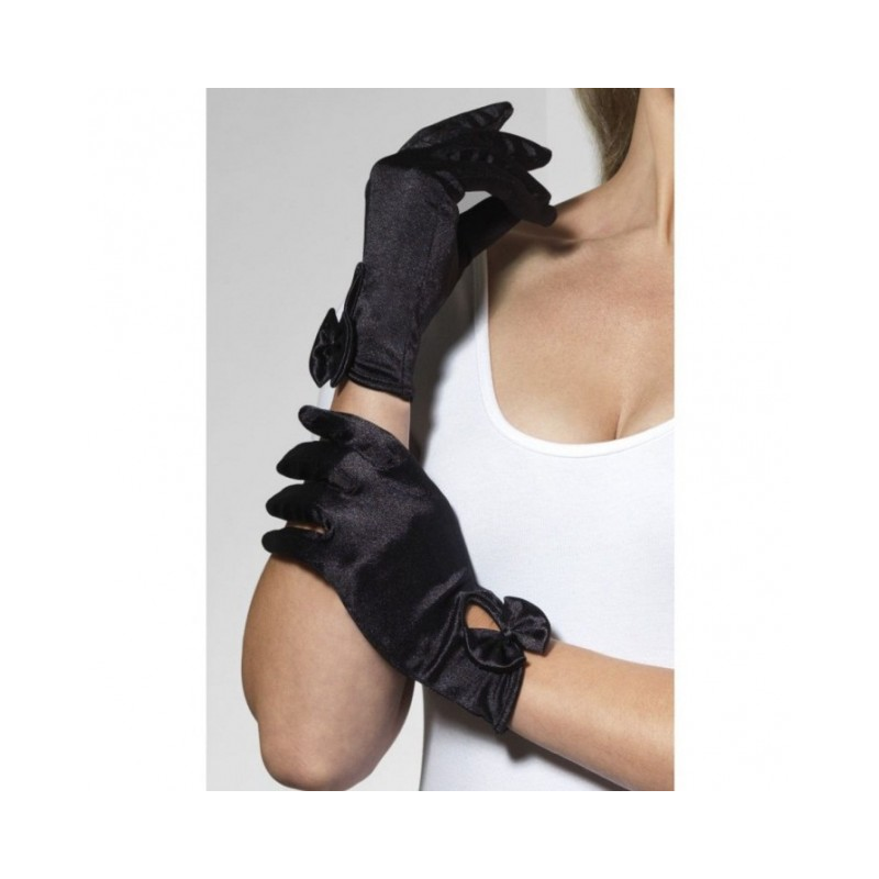 Черный атласные перчатки Леди