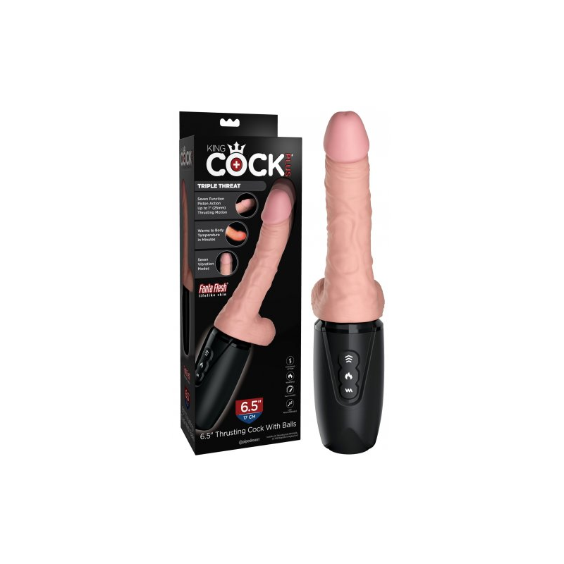 Компактная секс-машина с подогревом King Cock Plus Thrusting Cock with Balls 27 см