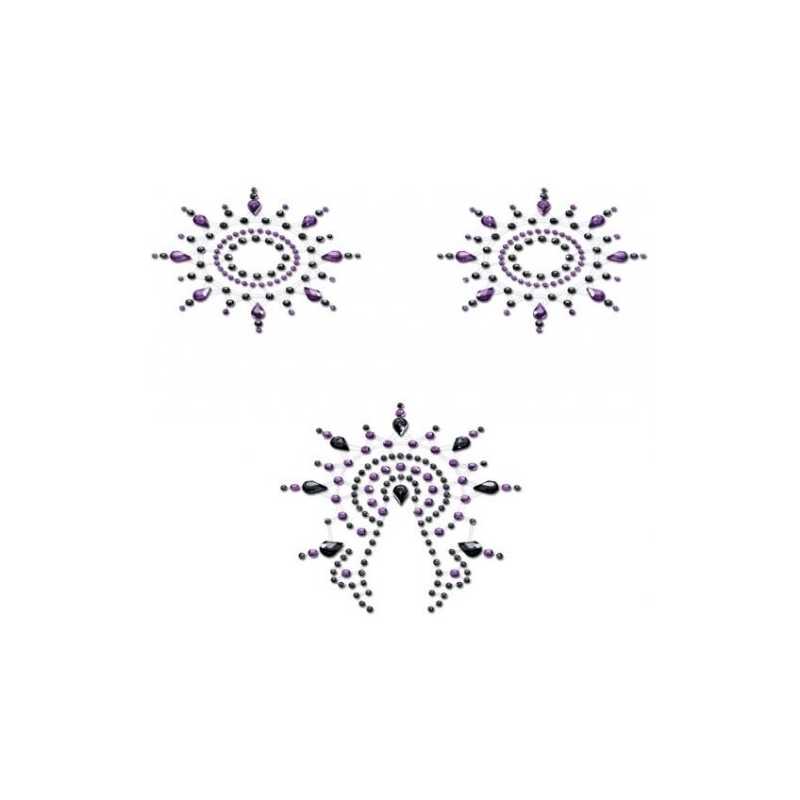 Пэстисы Breast and Pubic Jewelry черные и сиреневые Crystal Sticker