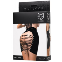 Сексуальная юбка Glossy Leanne с корсетной шнуровкой и открытой попой L