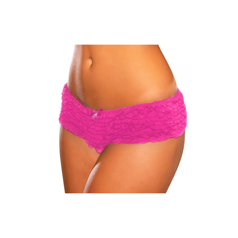 Неоново-розовые трусы-шортики с рюшами M/L