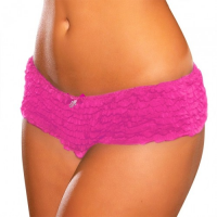 Неоново-розовые трусы-шортики с рюшами M/L