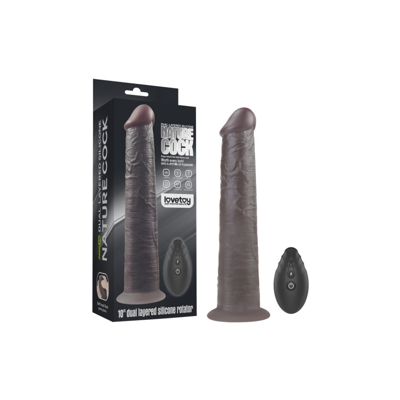 Вибратор-мулат с ротацией Dual Layered Silicone Rotator Black 25 см