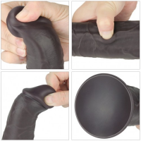 Вибратор-мулат с ротацией Dual Layered Silicone Rotator Black 21 см