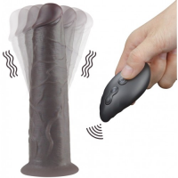 Вибратор-мулат с ротацией Dual Layered Silicone Rotator Black 21 см