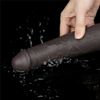 Вибратор-мулат с ротацией Dual Layered Silicone Rotator Black 21 см