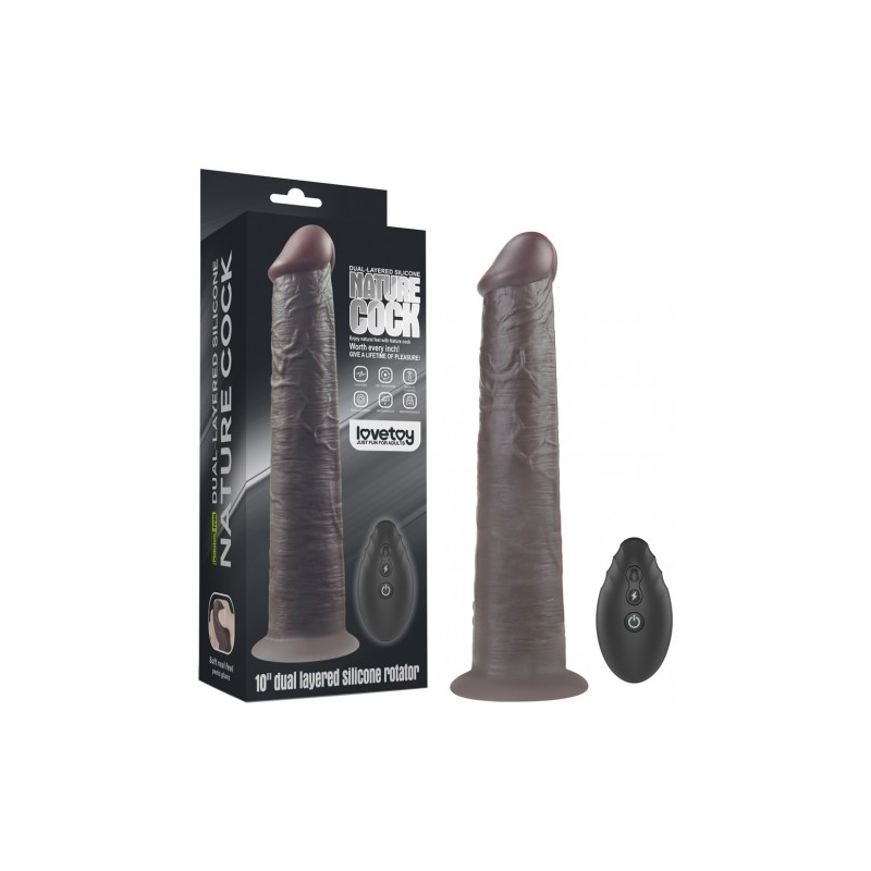 Реалистичный вибратор-мулат с ротацией Dual Layered Silicone Rotator 25 см