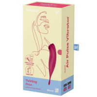 Вакуумный смарт-стимулятор с вибростимулирующим отростком Satisfyer Twirling Pro красный