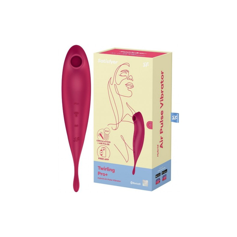 Вакуумный смарт-стимулятор с вибростимулирующим отростком Satisfyer Twirling Pro красный