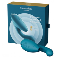 Роскошный вакуумный вибростимулятор для G точки и клитора Womanizer Duo 2 бирюзовый