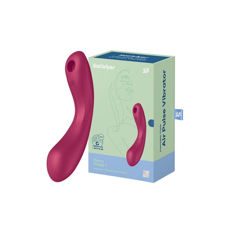 Вакуумный стимулятор клитора с вибрирующей ручкой Satisfyer Curvy Trinity 1 розовый