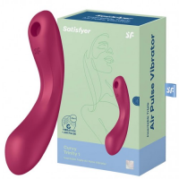 Вакуумный стимулятор клитора с вибрирующей ручкой Satisfyer Curvy Trinity 1 розовый