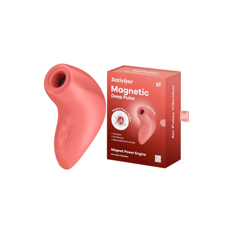 Вакуумно-волновой стимулятор клитора с вибрацией Satisfyer Magnetic Deep Pulse коралловый