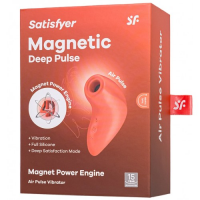 Вакуумно-волновой стимулятор клитора с вибрацией Satisfyer Magnetic Deep Pulse коралловый