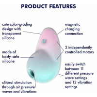 Вакуумно-волновой стимулятор с вибрацией Satisfyer Pixie Dust мятно-розовый