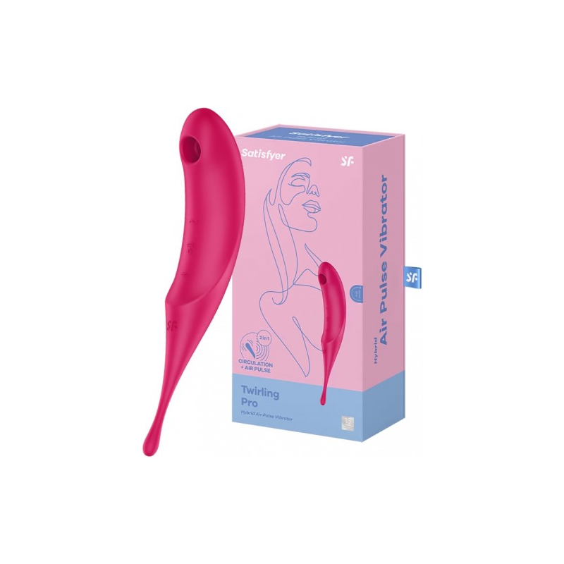 Вакуумный стимулятор с вибростимулирующим отростком Satisfyer Twirling Pro красный
