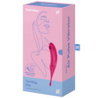 Вакуумный стимулятор с вибростимулирующим отростком Satisfyer Twirling Pro красный