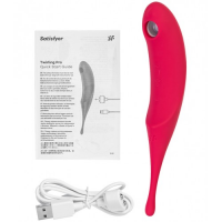 Вакуумный стимулятор с вибростимулирующим отростком Satisfyer Twirling Pro красный