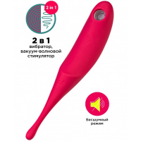 Вакуумный стимулятор с вибростимулирующим отростком Satisfyer Twirling Pro красный