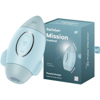 Вакуумно-волновой стимулятор клитора с вибрацией Satisfyer Mission Control голубой