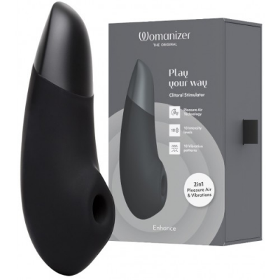 Бесконтактный вакуумно-волновой стимулятор клитора с вибрацией Womanizer Enhance черный