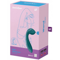 Перезаряжаемый смарт-массажер Satisfyer Mini Wand-er+ цвета морской волны