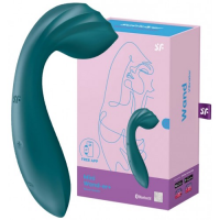 Перезаряжаемый смарт-массажер Satisfyer Mini Wand-er+ цвета морской волны