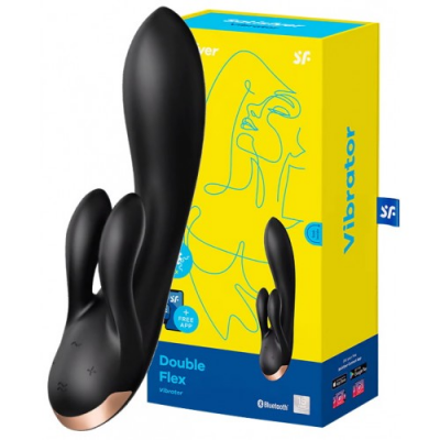 Смарт-вибратор с клиторальным стимулятором Satisfyer Double Flex черный ДЕФОРМИРОВАННАЯ УПАКОВКА