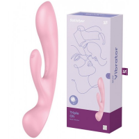 Двусторонний вибратор с клиторальным стимулятором Satisfyer Triple Oh Pink ДЕФОРМИРОВАННАЯ УПАКОВКА