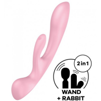 Двусторонний вибратор с клиторальным стимулятором Satisfyer Triple Oh Pink ДЕФОРМИРОВАННАЯ УПАКОВКА