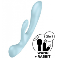 Двусторонний вибратор с клиторальным стимулятором Satisfyer Triple Oh Blue ДЕФОРМИРОВАННАЯ УПАКОВКА