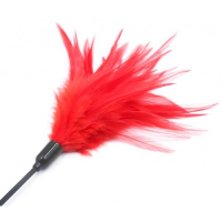 Красный перьевой тиклер с декорированной ручкой