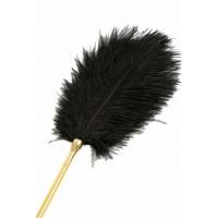 Золотой тиклер с черным страусиным пером 41 см
