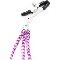 Зажимы для сосков с тройной фиолетовой цепочкой