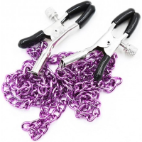 Зажимы для сосков с тройной фиолетовой цепочкой