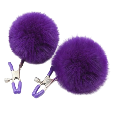 Зажимы на соски с фиолетовыми помпонами Notabu